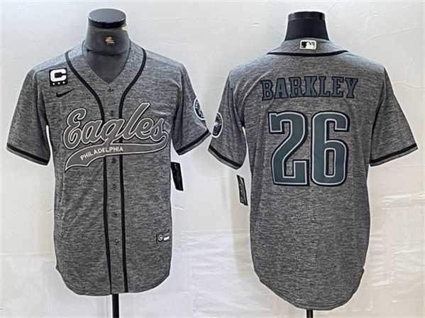 Men's Philadelphia Eagles #26 Saquon Barkley Gray With 3-star C Patch Cool Base Baseball Stitched Jersey,We sell and wholesale Men's Philadelphia Eagles #26 Saquon Barkley Gray With 3-star C Patch Cool Base Baseball Stitched Jersey on line form chian!